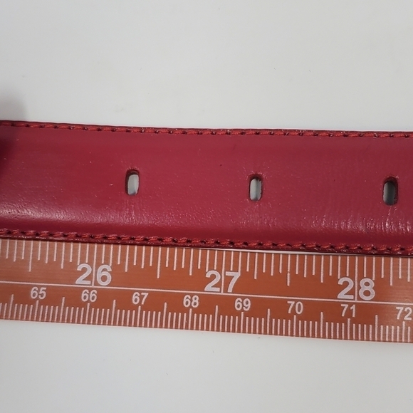 VINTAGE LIZ CLAIBORNE ACCESSORIES PINK LEATHER BELT BRASS LEATHER BUCKLE WOMEN - Picture 8 of 14